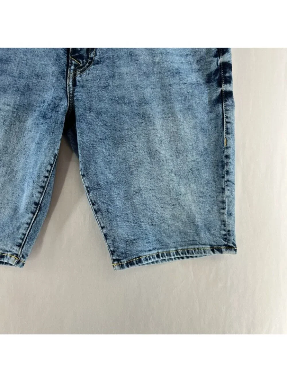 True Religion Ricky Relaxed Straight Denim Shorts Mens 42 Stretch Acid Wash Blue